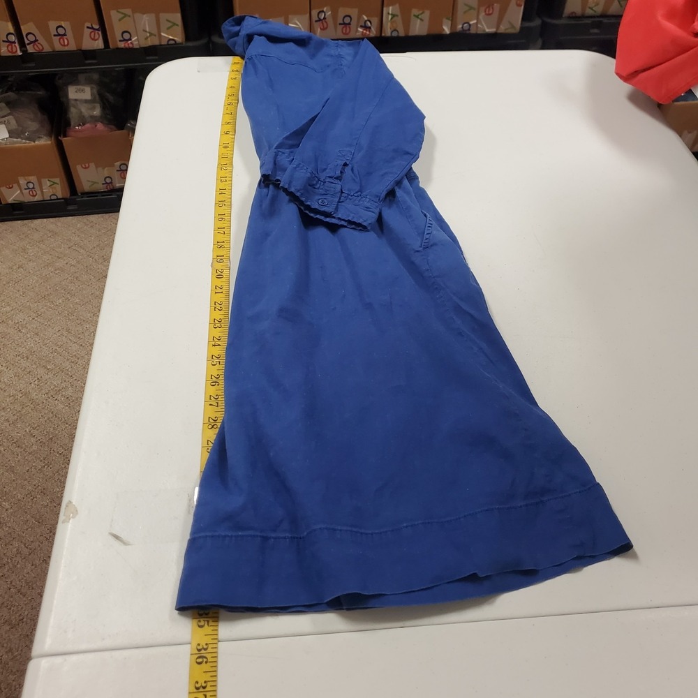 Eileen Fisher Linen Blend Shirt Dress Small Petite Button Front Blue Long Sleeve - Picture 7 of 10